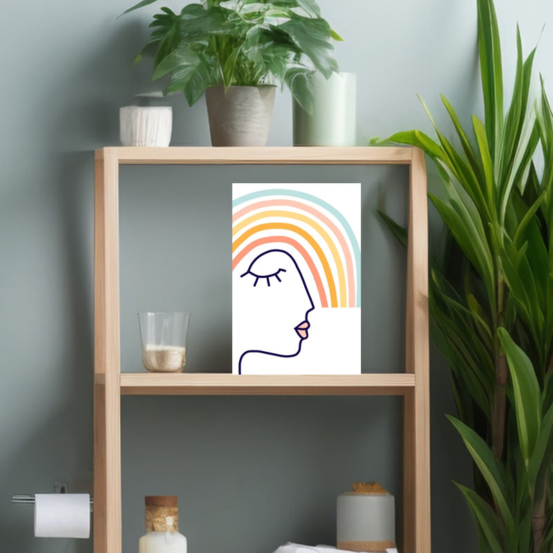 Rêver sous un arc-en-ciel, paysage abstrait et coloré, affiche murale minimaliste sur la nature, H 18 po x l 12 po