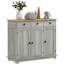 Buffet de rangement gris - Armoire moderne avec 3 tiroirs, tablette réglable et portes pour portes de cuisine organisées