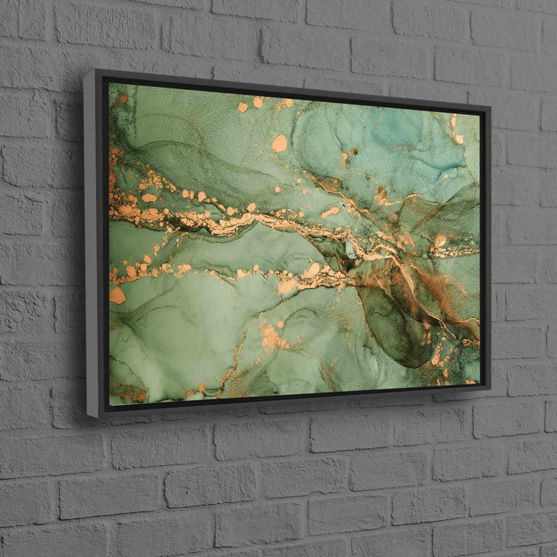 Art mural à motif de marbre vert et doré sur toile de coton pour une esthétique de maison moderne avec un thème luxueux