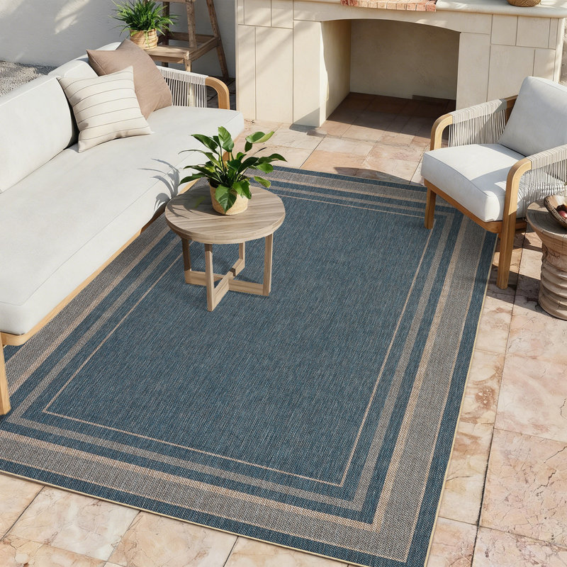 Rectangular Striped Area Rug, Blue, 120*170cm