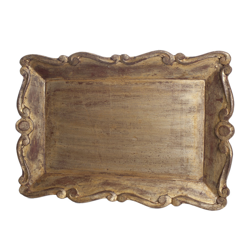 Mother of Pearl Rectangular Decorative Tray with Gold Accents