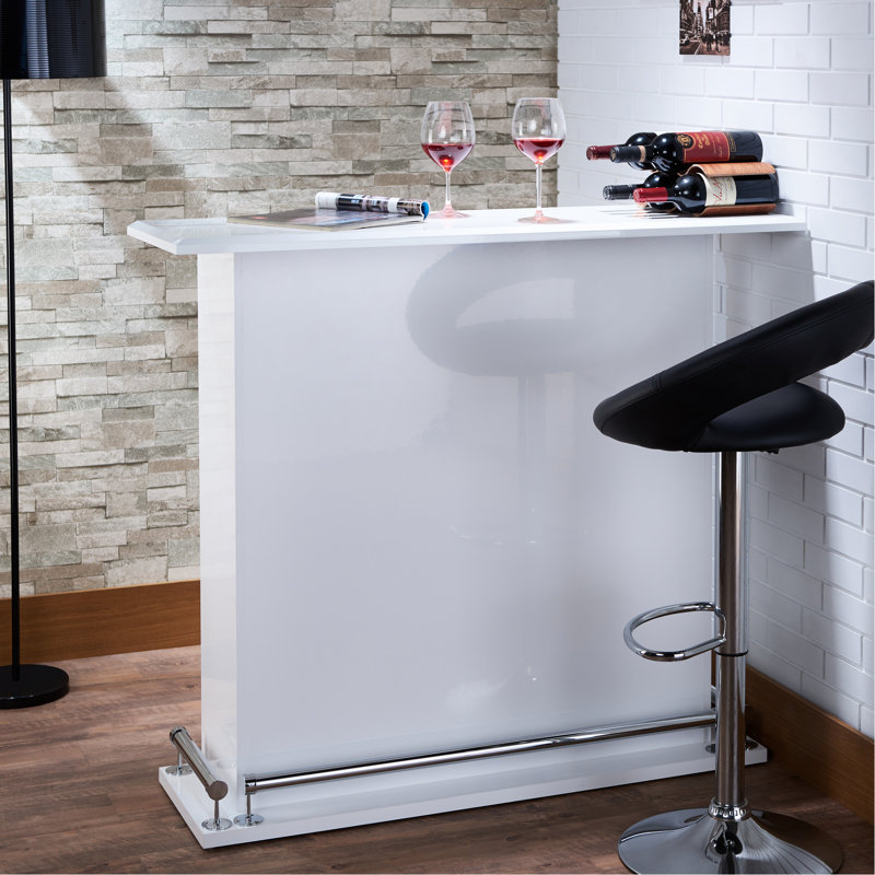 Table de bar à 6 tablettes en blanc brillant pour la salle à manger - chic et rectangulaire