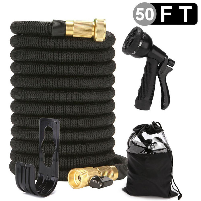 Enrouleur de tuyau extensible en plastique, H 5 po x l 600 po x P 14 po, Noir