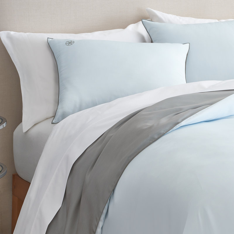 Édredon réversible doux TENCEL à densité de tissage 300 GAIAM Relax, Édredon très grand, Aqua / Gris
