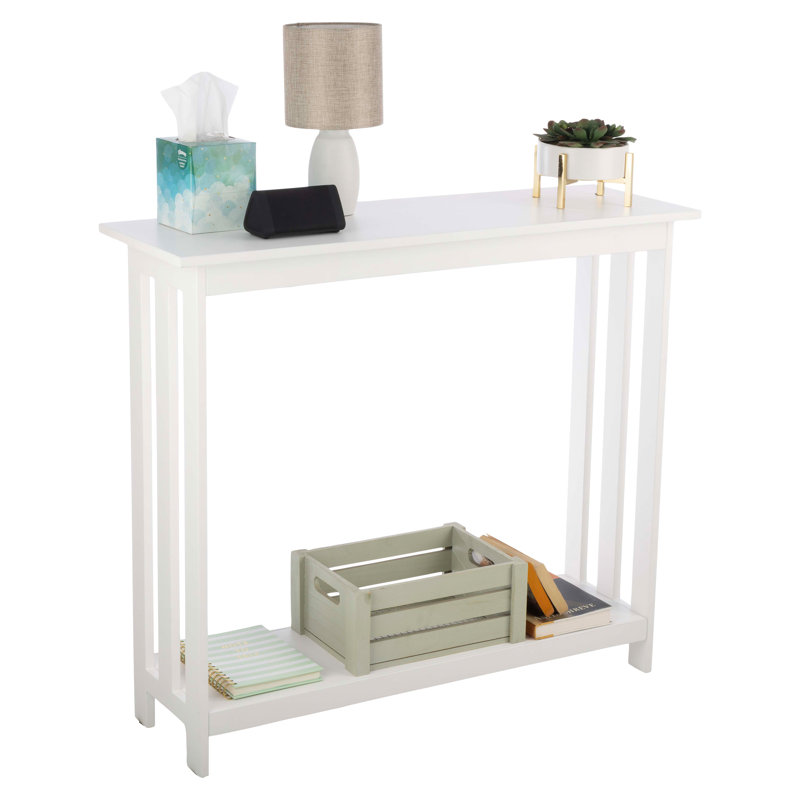 Console Table - 39in X 11.8in Narrow Entryway Table - 2-tier Sofa Table With Open Storage Shelf - Console Tables For Entryway, Hallway, And Foyer - Living Room Furniture (White)