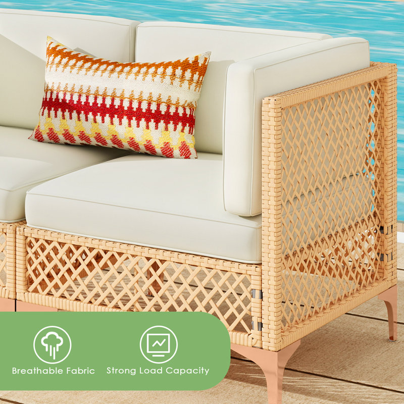 3 Pieces Wicker Patio Furniture Set With Ottoman/side Table