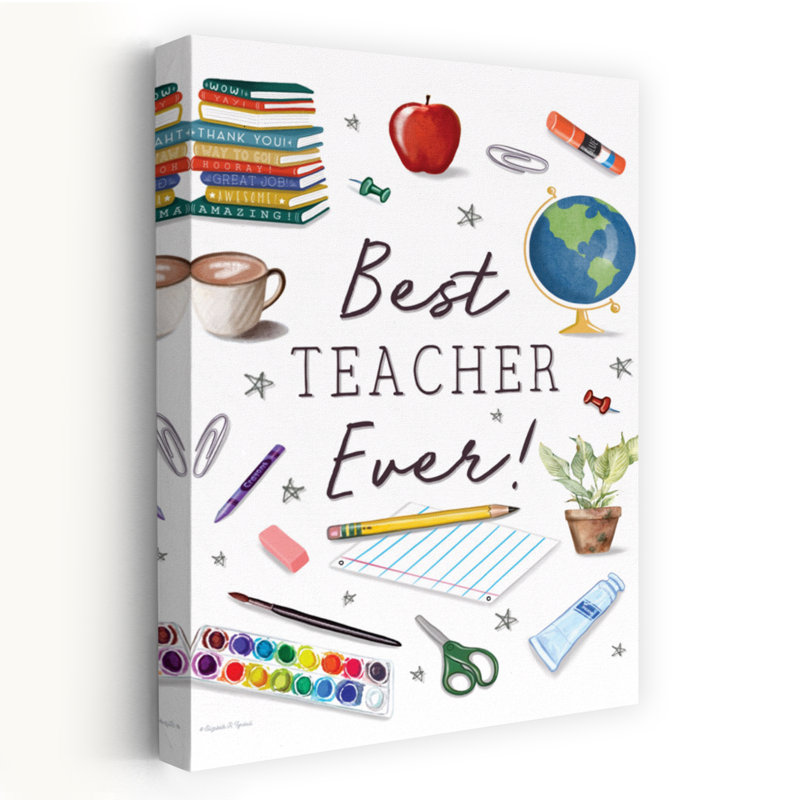 «Best Teacher Ever», art abstrait contemporain, H 60 po x l 40 po