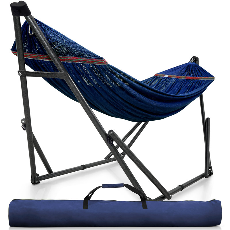 Tranquillo Adjustable Hammock Stand, 600 lbs Capacity Steel Double Hammock Stand for 2 Persons, Premium Pre-Assembled Stand for Indoor Outdoor, Anti-flip, Aegean