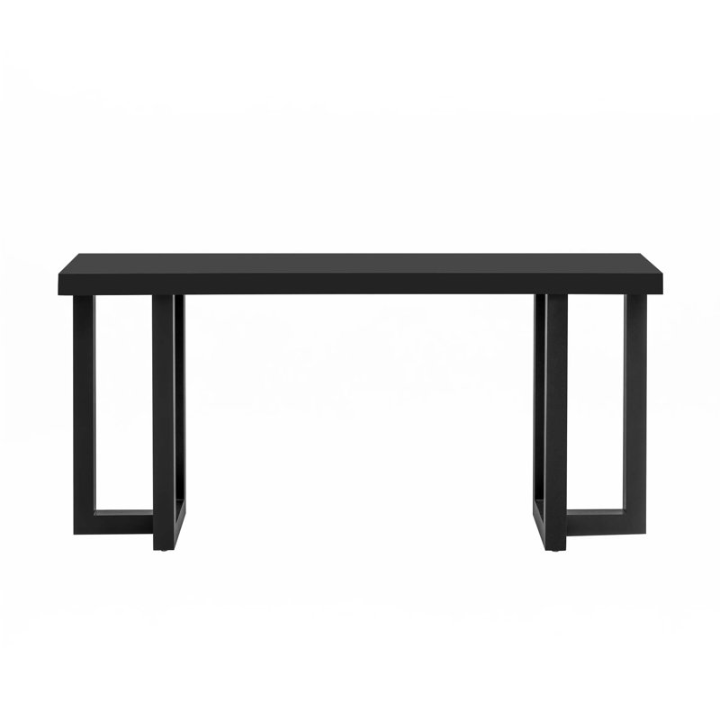 Geometric Design Console Table With Solid Pine Legs, Black