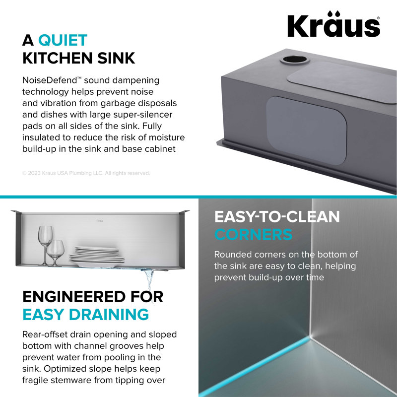 Évier de cuisine KRAUS Kore ™ Workstation L 27 pouces à cuve simple encastrable en acier inoxydable de calibre 16 avec accessoires