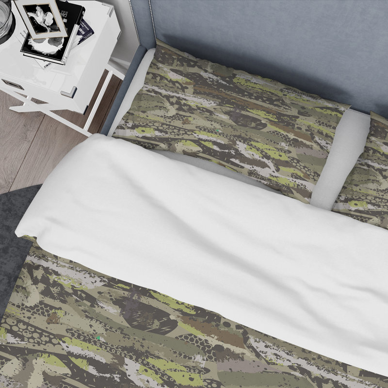 Camouflage vert tendance - ensemble de housse de couette abstrait - microfibre de polyester