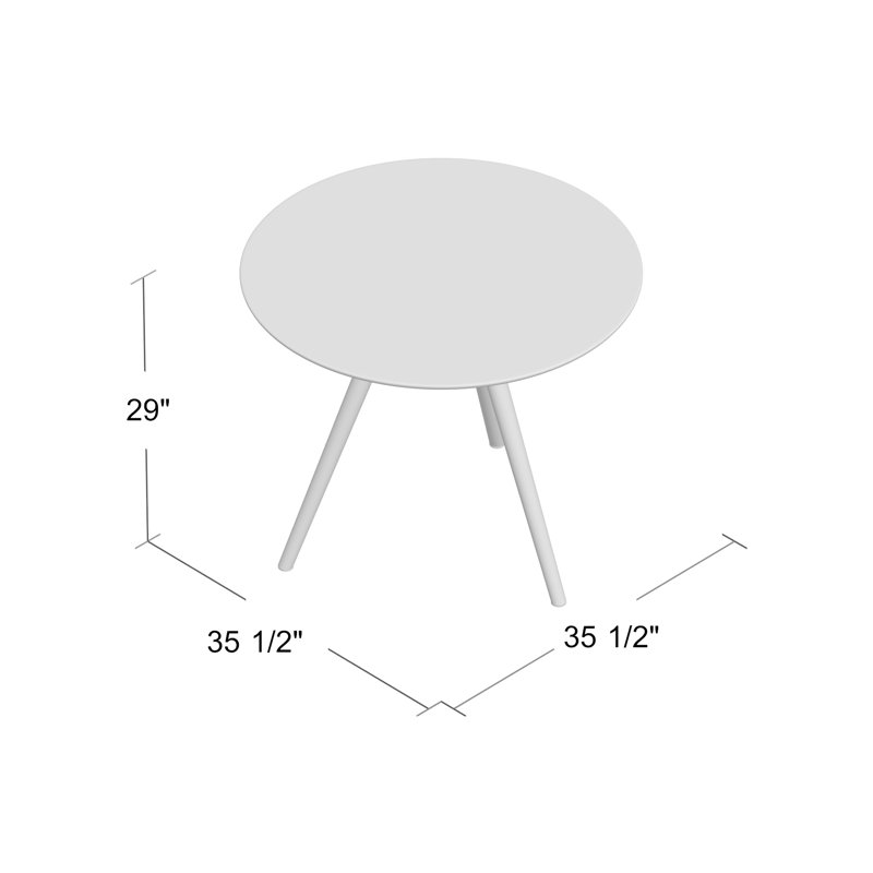 Carson Carrington Klarup Wood Top Dining Table with Tripod Base, White, 29.5" H x 54" L x 54" W