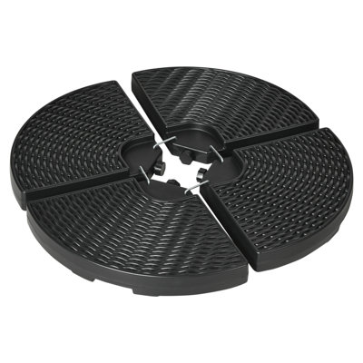 Le matériau de base du parasol en PEHD Outsunny pèse jusqu'à 150 lb de sable. Pour toute base de parasol décalée | 4 pièces, rempli d'eau ou de sable, toutes saisons (rond)