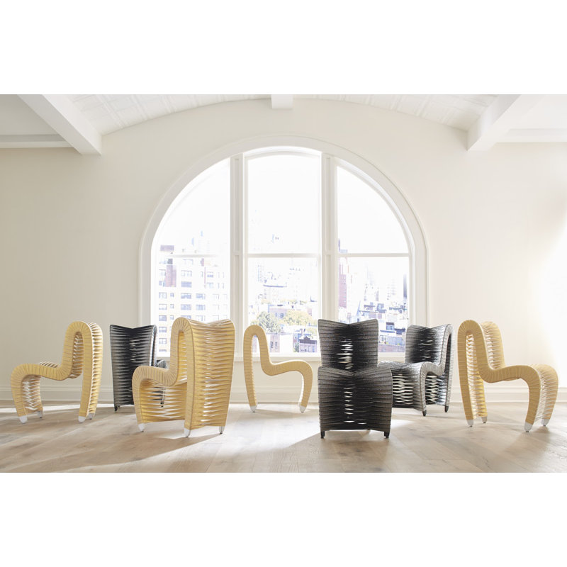 Seat Belt Cotton Upholstered Side Chair, Gold