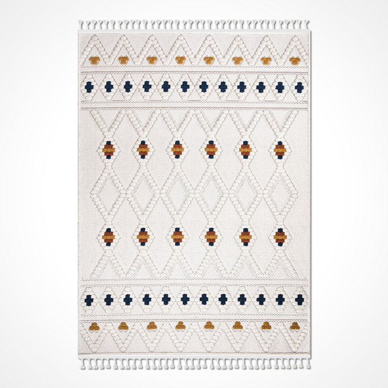 Modern Beige Machine Washable Non-Slip Area Rug, Rectangle 6'7" x 9'7"