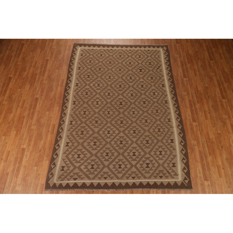Tapis unique en laine noué à la main brun clair nouvel âge 7 pi x 10 pi One Age of a Kind