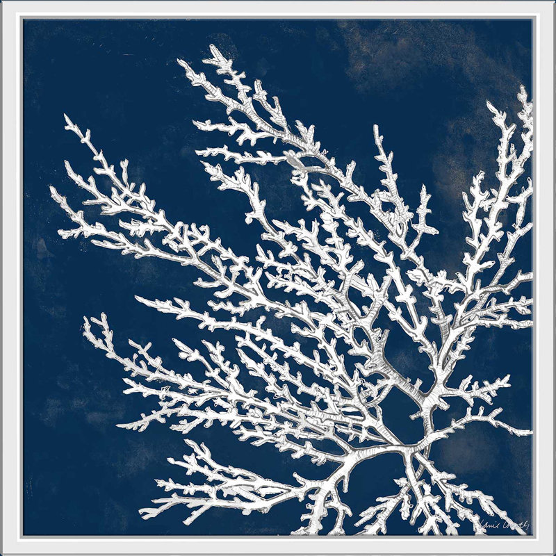 «Coastal Coral I» par Lanie Loreth - Peinture, Cadre flottant blanc, H 31,5 po x l 31,5 po x P 2 po