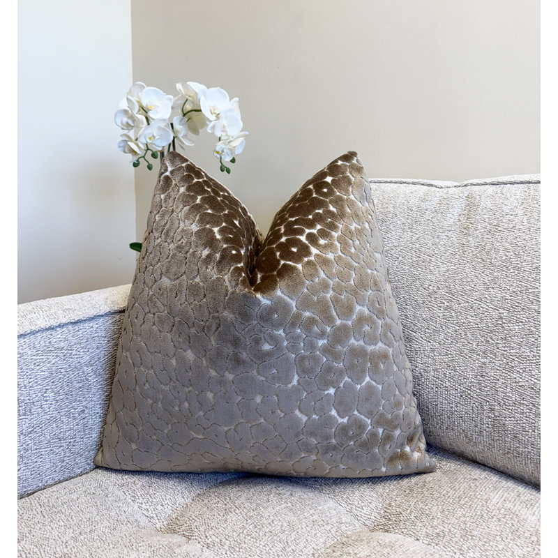 Animal Print Velvet Throw Pillow Cover, 20"H x 20"W, Mushroom
