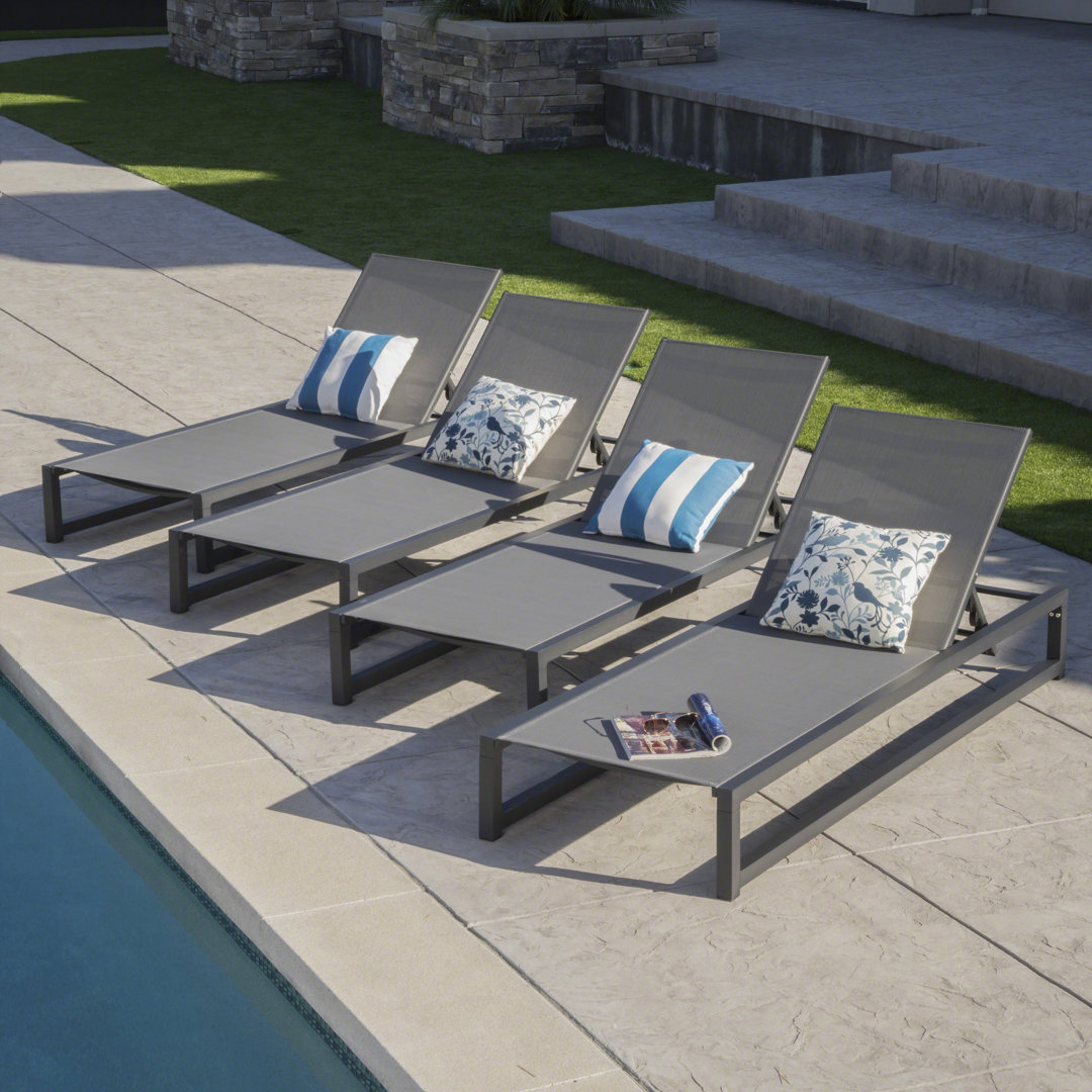 Alliyiah Outdoor Metal Chaise Lounge Set (Set of 4) Wade Logan®