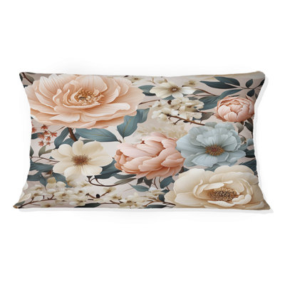 Boho Pastel Blooms Boho Pattern I - Floral Printed Throw Pillow