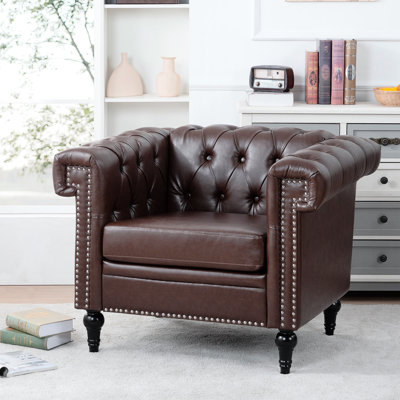 1 place pour espace détente, housse en cuir pu, siège rembourré en mousse, canapé de salon confortable l 32,93 po x H 30,11 po, rembourrage, l 24,13 po x P 23,62 po