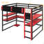 Lit mezzanine double en bois avec bureau et support de rangement latéral-2024029368-2024029370