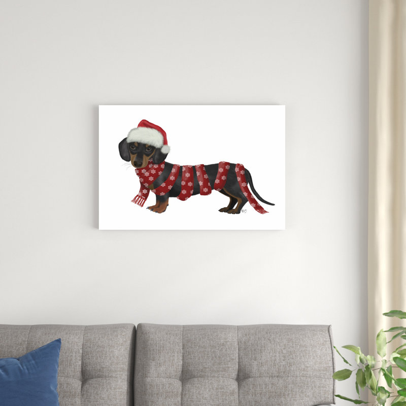 «Christmas Des - Dachshund Snowflake Scarf» par Fab Funky - impression sur toile tendue, H 20 po x l 30 po