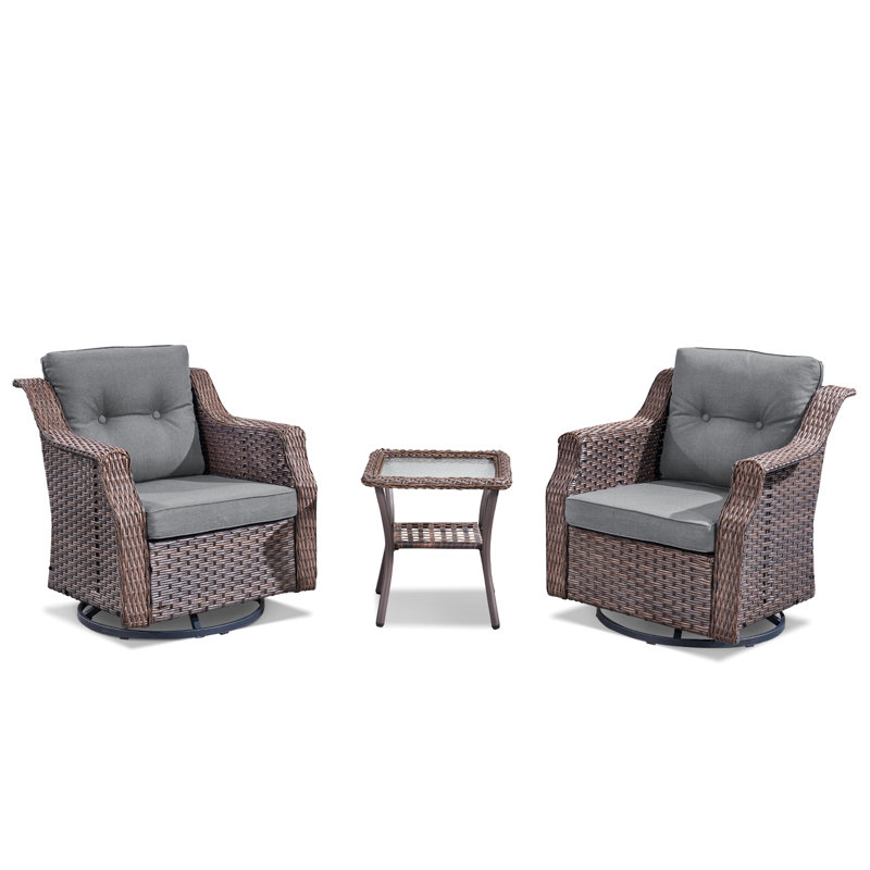 Ensemble de chaises berçantes pivotantes pour l'extérieur, Gris