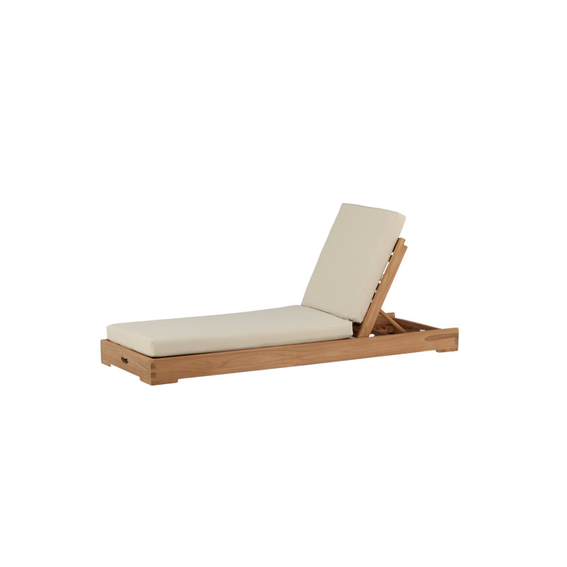Franzpeter 70cm Long Reclining Teak Single Sun Lounger with Cushions