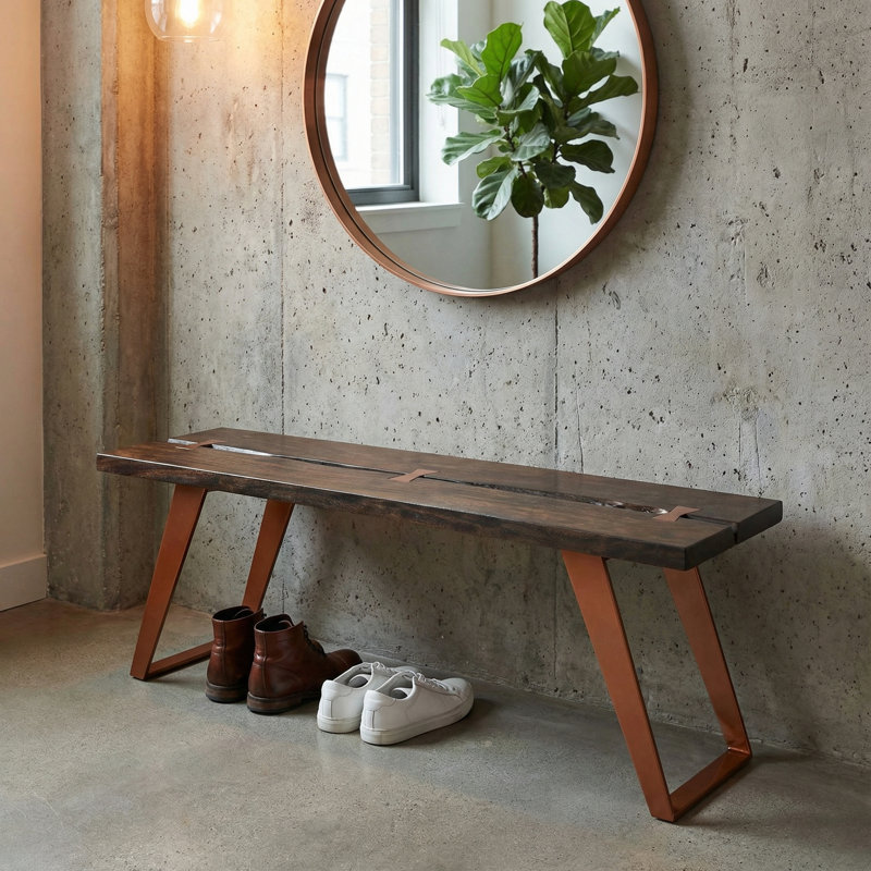 Banc en bois Brussels, H 18 po x l 47,25 po x P 14 po