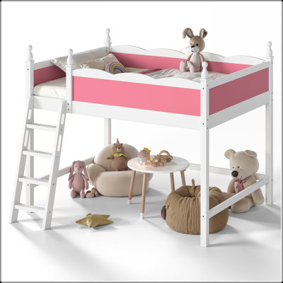 Full Loft Bed with Full-Length Guardrails and Ladder