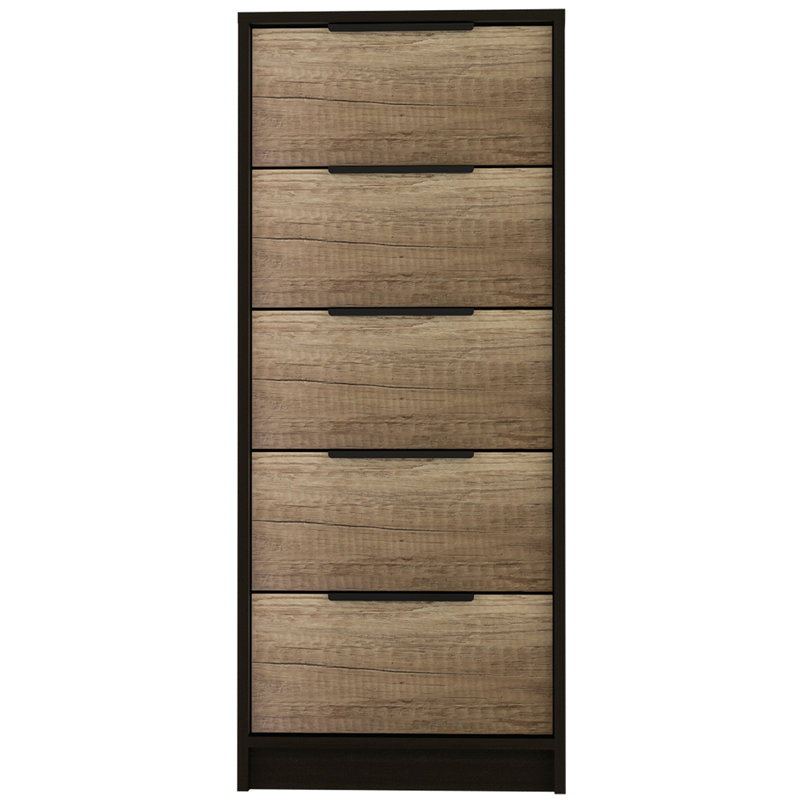 Commode rectangulaire à 5 tiroirs Cannon, Noir