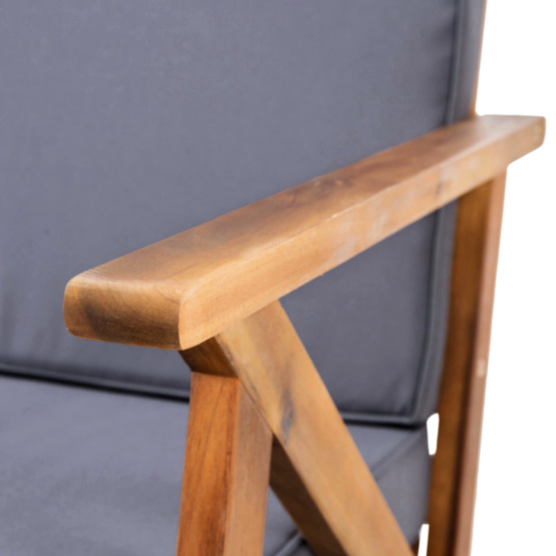 Ensemble de loisirs extérieurs 4 pièces - Fabrication en bois, tissu aquatique, 2 chaises club et table basse incluses, pour la collection de conversation dans la cour avec tissu imperméable résistant aux intempéries