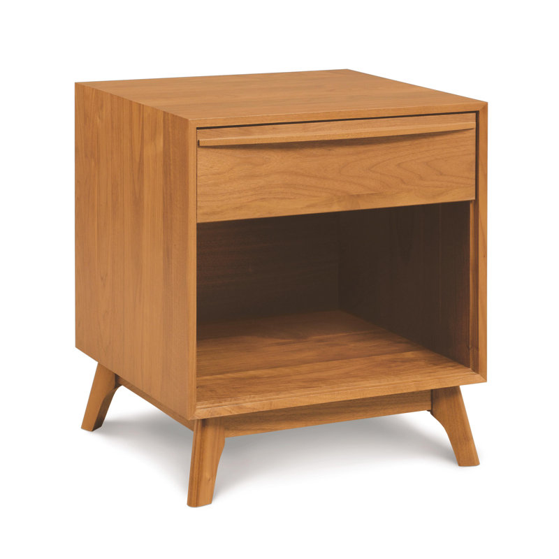 Catalina 1 - Drawer Solid Wood Nightstand, Conventional, Natural Cherry