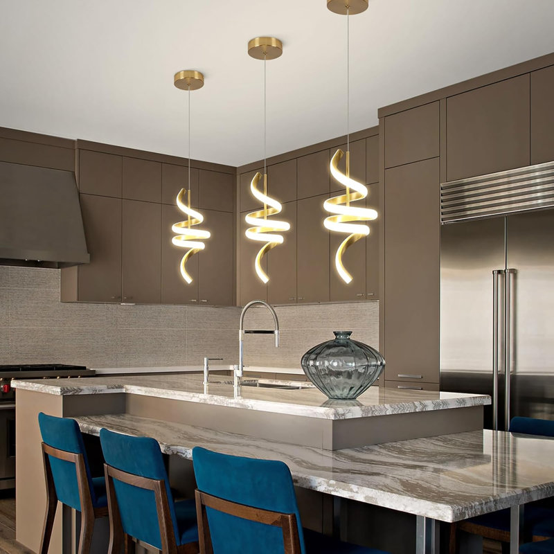 Îlot de cuisine moderne à DEL à spirale moderne, luminaire suspendu à hauteur réglable de 22 W, lustre 4000K pour table de salle à manger, paquet de 1