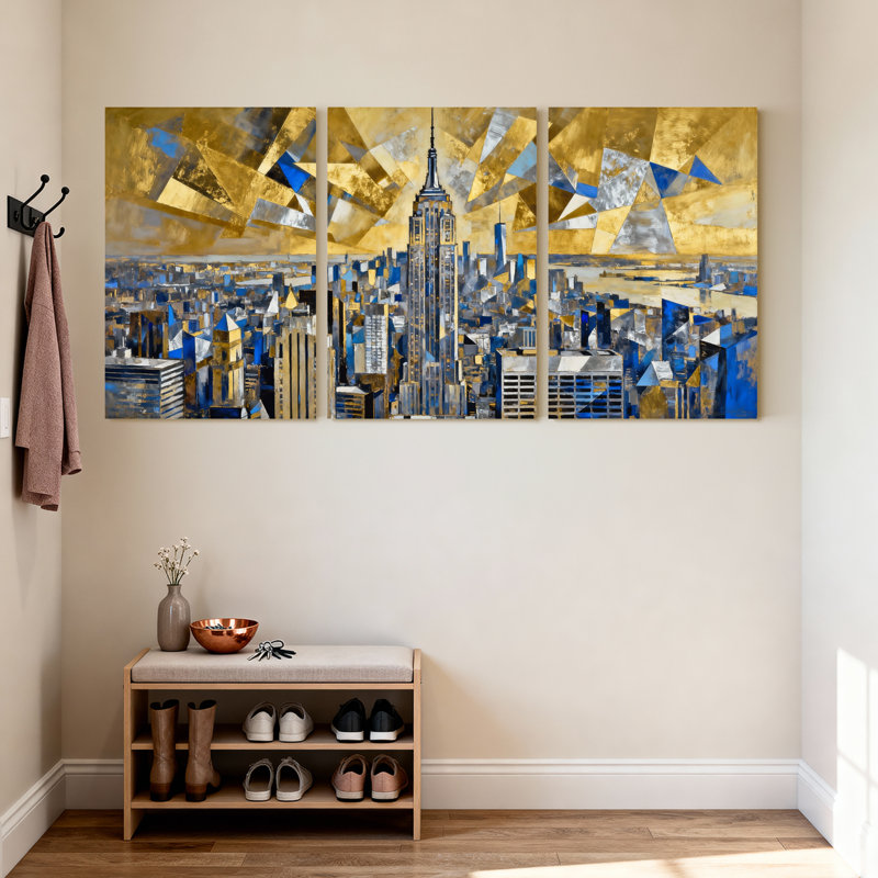 Ensemble de 3 impressions d'art sur toile, villes et pays, H 18 po x l 36 po