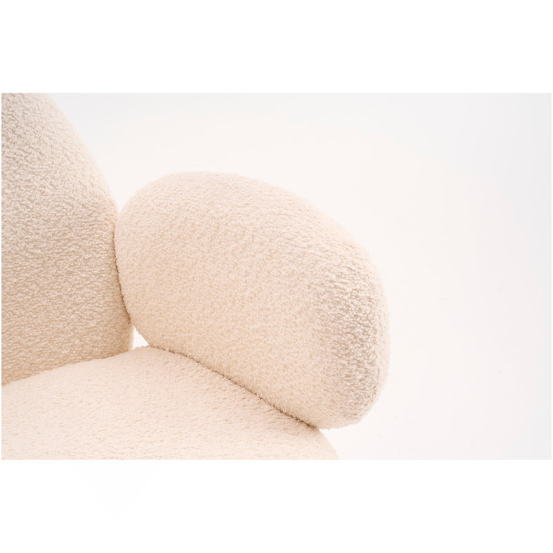 Chaise de bureau en tissu avec dossier incurvé ergonomique Boucle, Beige