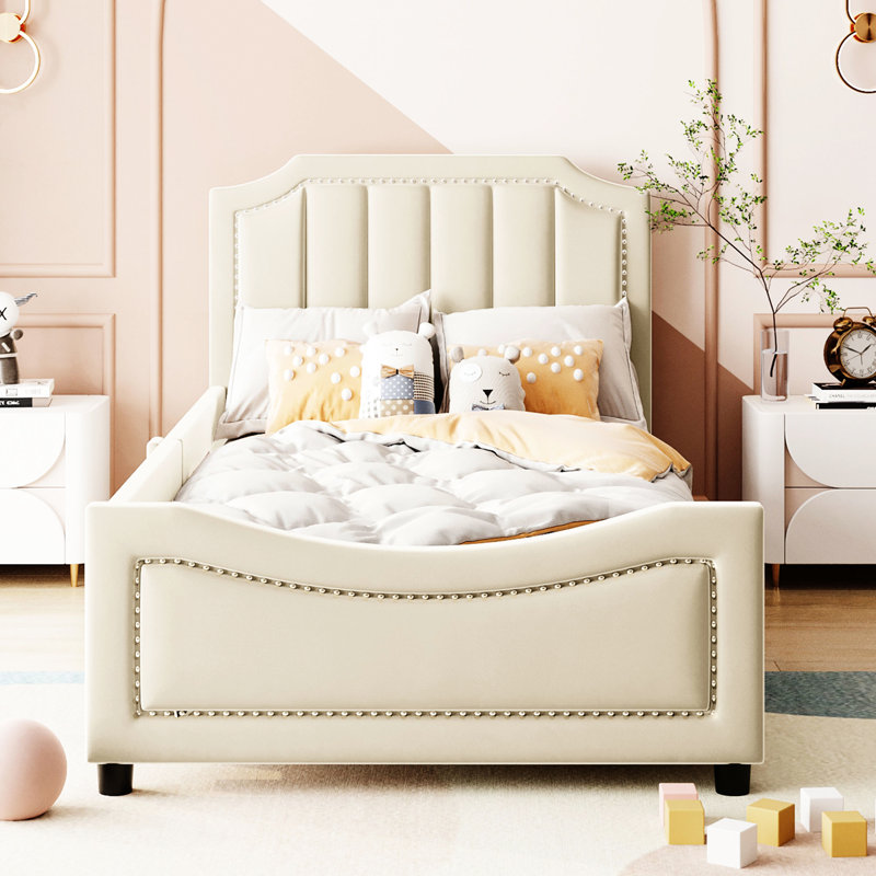 Classic Stripe Headboard Beige Twin Daybed - Construction Create A Cozy Bedroom Atmosphere Size In With Mesmerizing And Pine Wood