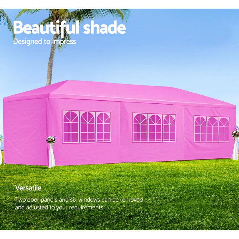10x30' Wedding Party Canopy Tent Outdoor Gazebo with 8 Removable Sidewalls, Pink