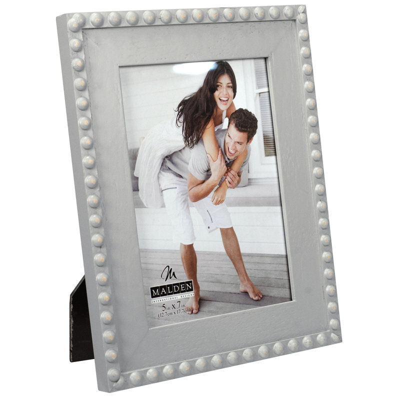 Gray Beaded Picture Frame with Mat, 8" x 10"