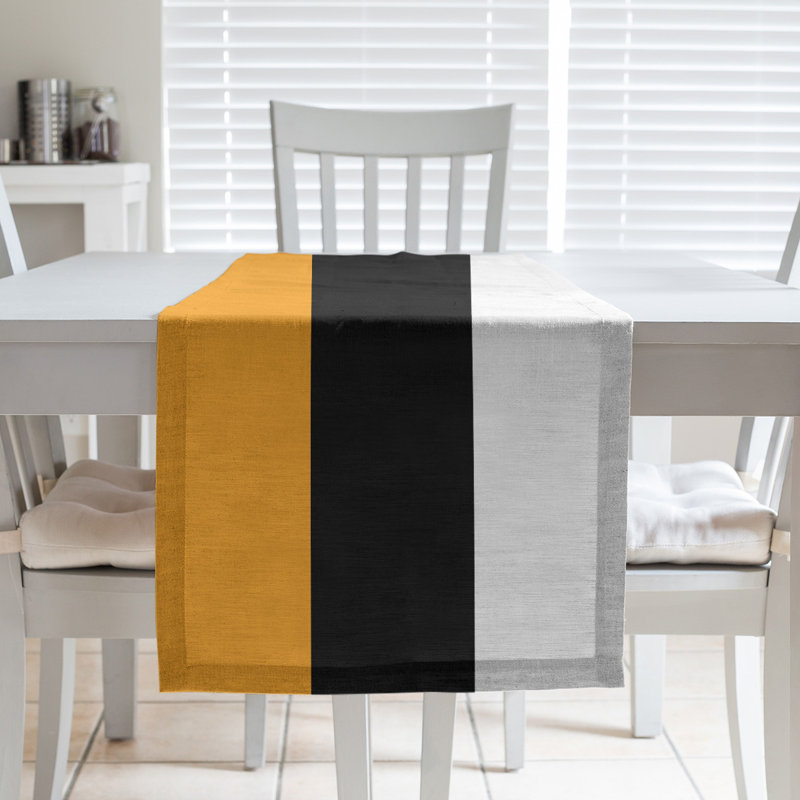 Miami Basketball Table Runner, Yellow/Black/White, 72" L x 16" W, Cotton blend