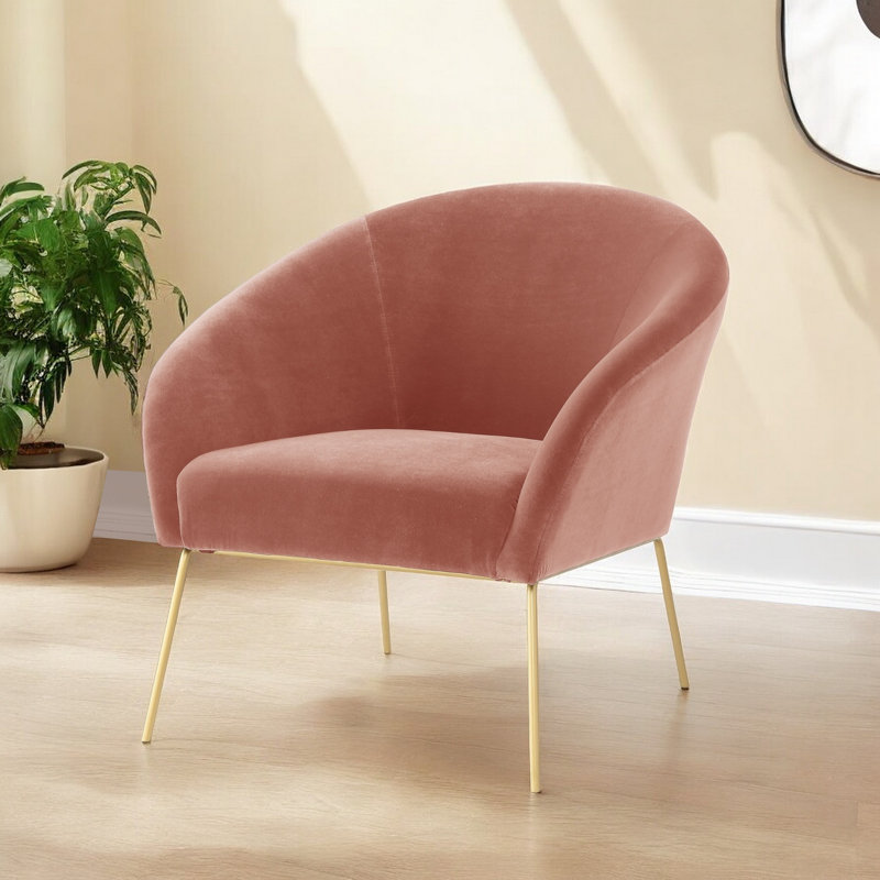 Fauteuil demi-tonneau en velours 31 po Lucent, Rosé