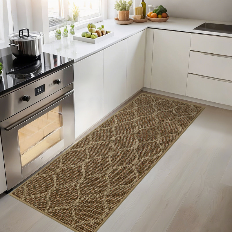 Tapis de couloir de cuisine antidérapant lavable - Tapis d'évier en polypropylène absorbant, Rectangle 24" x 48", Beige