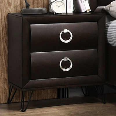 Table de chevet 2 tiroirs de couleur foncée - Rangement de chambre essentiel avec fonctionnalité et style de rangement moderne