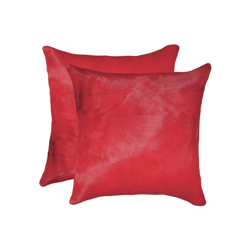 Set of Two 18" Cowhide Throw Pillows, Firecracker