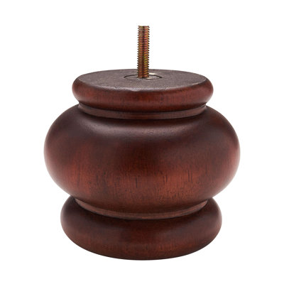 4 in x 5 in Stained Solid Hardwood Round Bun Foot