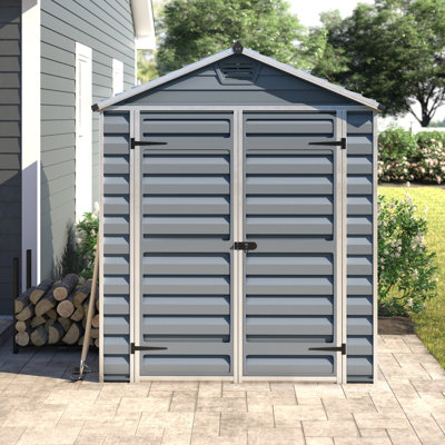 Palram - Canopia Skylight Polycarbonate Storage Shed, 6X10 Dark Grey Deco