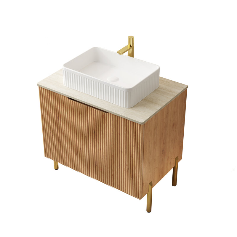 Base de meuble-lavabo sur pied Wesley, Bois naturel