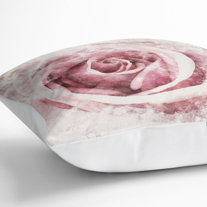 Pretty Rose Flower Cushion with Filling, 55cm H x 55cm W x 20cm D, White