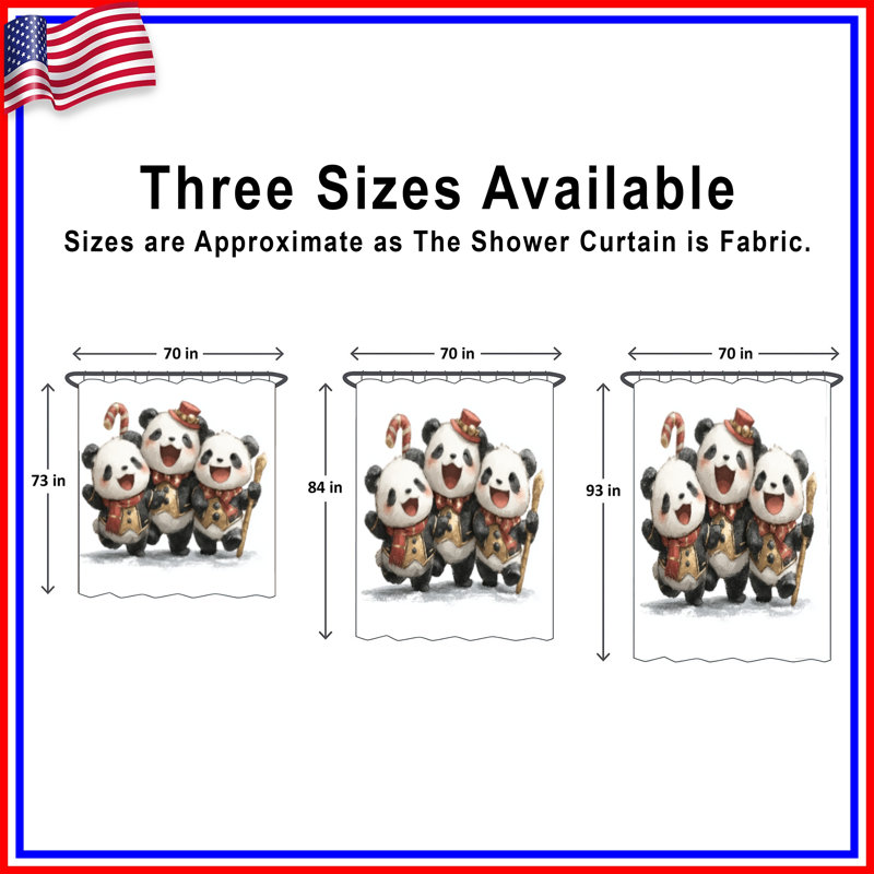 Mignon rideau de douche Panda Trio, 70 po l x 72 po H